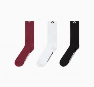Converse 3-Pack Star Chevron Woven Loop Crew Socks Röda Vita Svarta | 087KTRCJW
