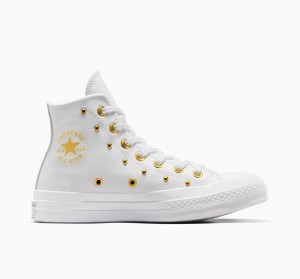 Converse Chuck 70 Star Studded Vita Vita Guld | 214FXANKQ