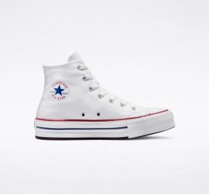 Converse Chuck Taylor All Star Lift Platform Vita Marinblå | 814WFADCT