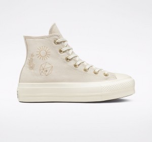 Converse Chuck Taylor All Star Lift Platform Golden Elements Ljusguld | 854AMUBNY