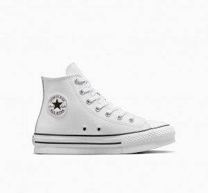 Converse Chuck Taylor All Star Lift Platform Läder Vita Svarta | 169BQZXKU