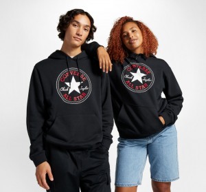 Converse Converse Go-To All Star Patch Standard-Fit Fleece Pullover Hoodie Svarta | 473FNVXWO