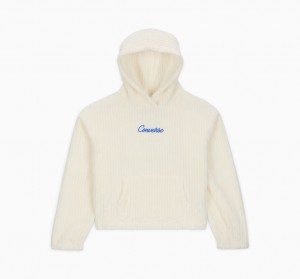 Converse Räfflad Sherpa Fleece Hoodie Egret | 702WKDTRQ