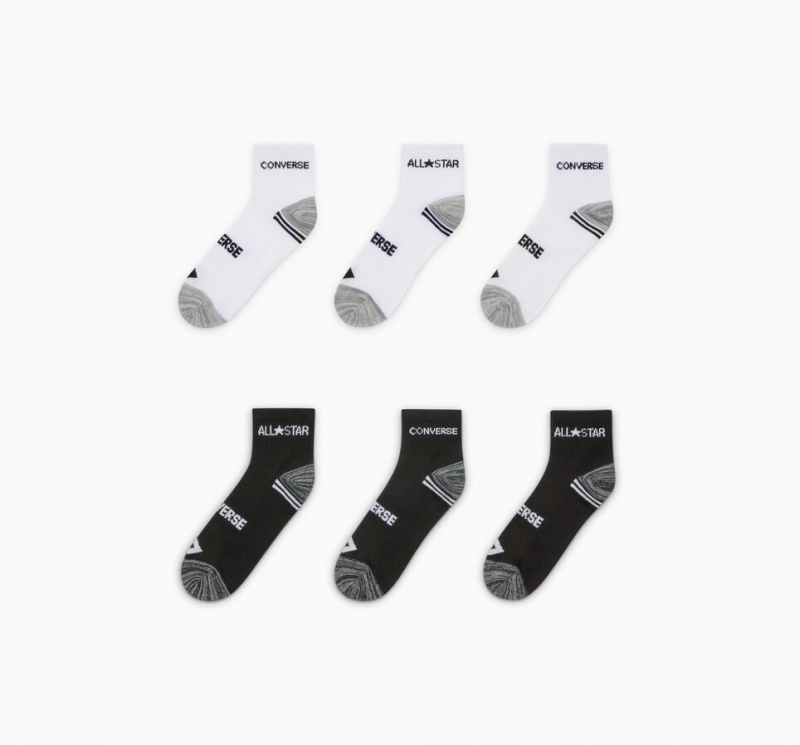 Converse All Star 6-Pack Ankle Socks Vita Svarta | 802TAIGFL