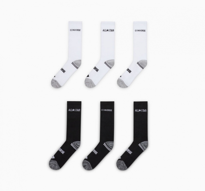 Converse All Star 6-Pack Crew Socks Vita Svarta | 826LKCBPV