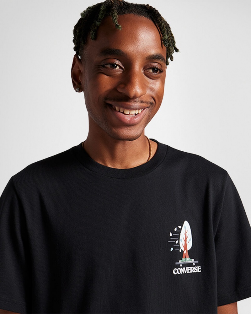 Converse All Star Tree T-shirt Svarta | 014KRTGSQ