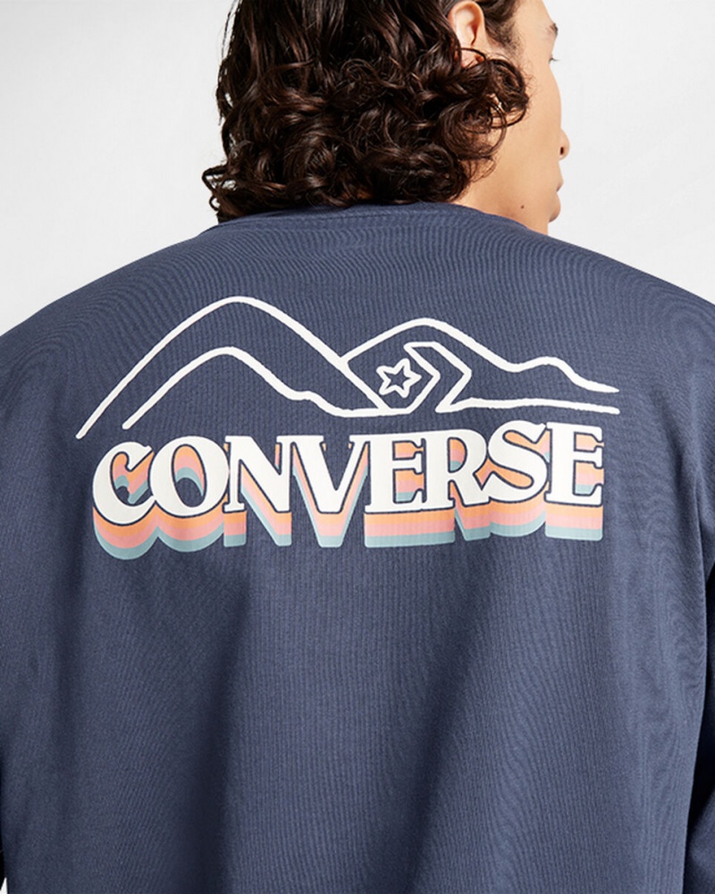 Converse All Star Vinter Chill Long-Sleeve T-Shirt Blå | 450XPKOLW