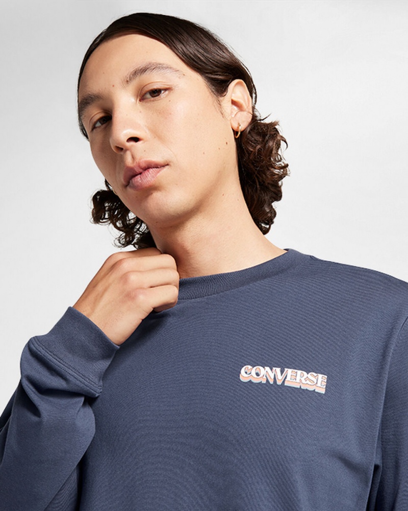 Converse All Star Vinter Chill Long-Sleeve T-Shirt Blå | 450XPKOLW