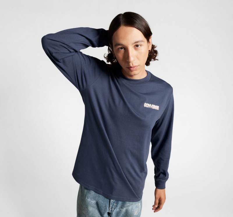 Converse All Star Vinter Chill Long-Sleeve T-Shirt Blå | 450XPKOLW