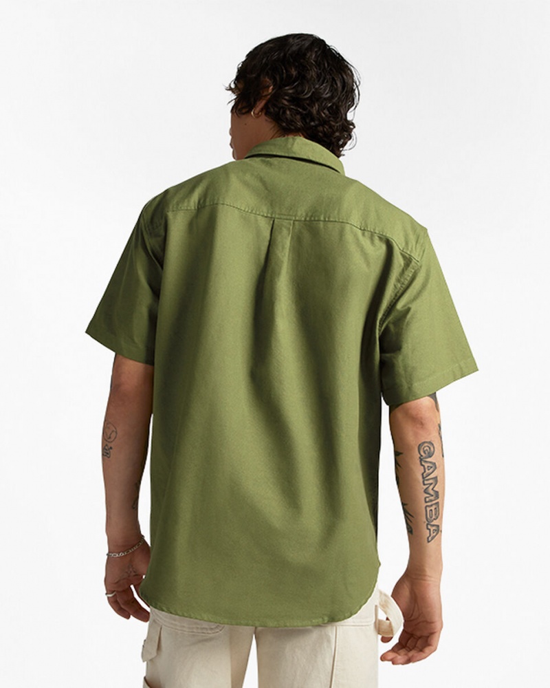 Converse Basic Woven Korta Sleeve Shirt Gröna | 509NLASPC