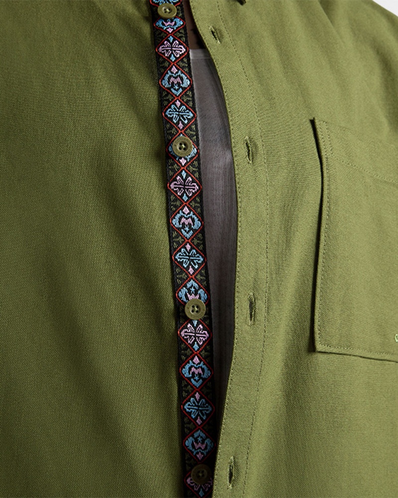 Converse Basic Woven Korta Sleeve Shirt Gröna | 509NLASPC