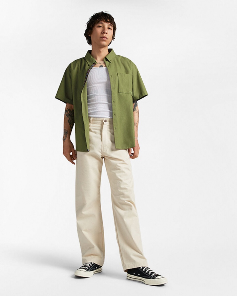 Converse Basic Woven Korta Sleeve Shirt Gröna | 509NLASPC