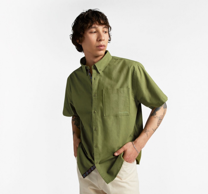Converse Basic Woven Korta Sleeve Shirt Gröna | 509NLASPC