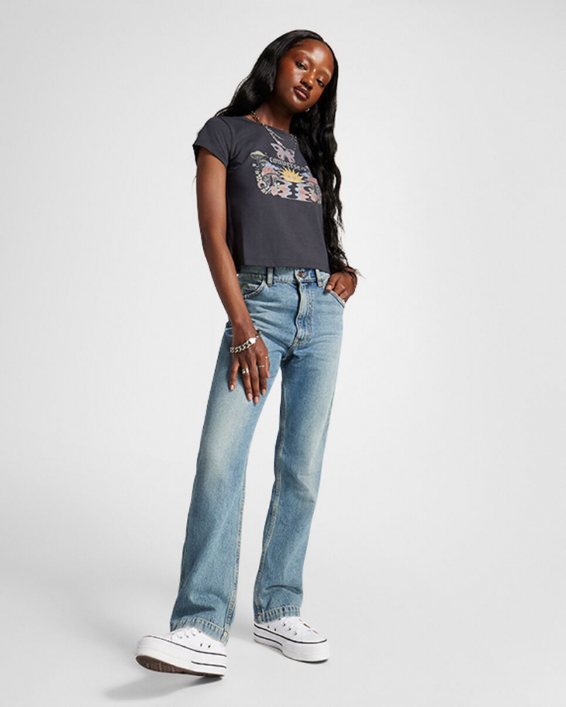 Converse Blooming Skate T-Shirt Grå | 570ZKJDPS