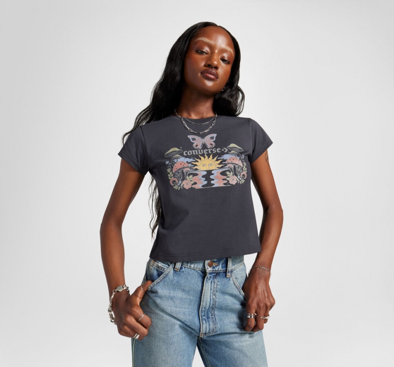 Converse Blooming Skate T-Shirt Grå | 570ZKJDPS