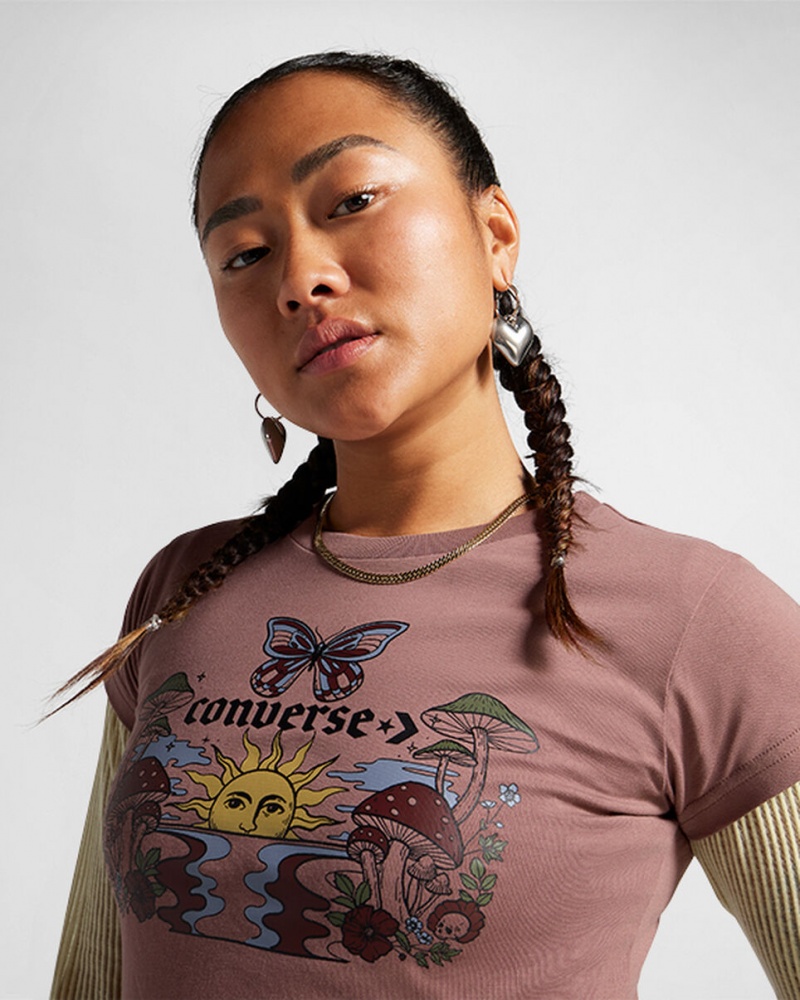 Converse Blooming Skate T-Shirt Saddle | 542THFONW