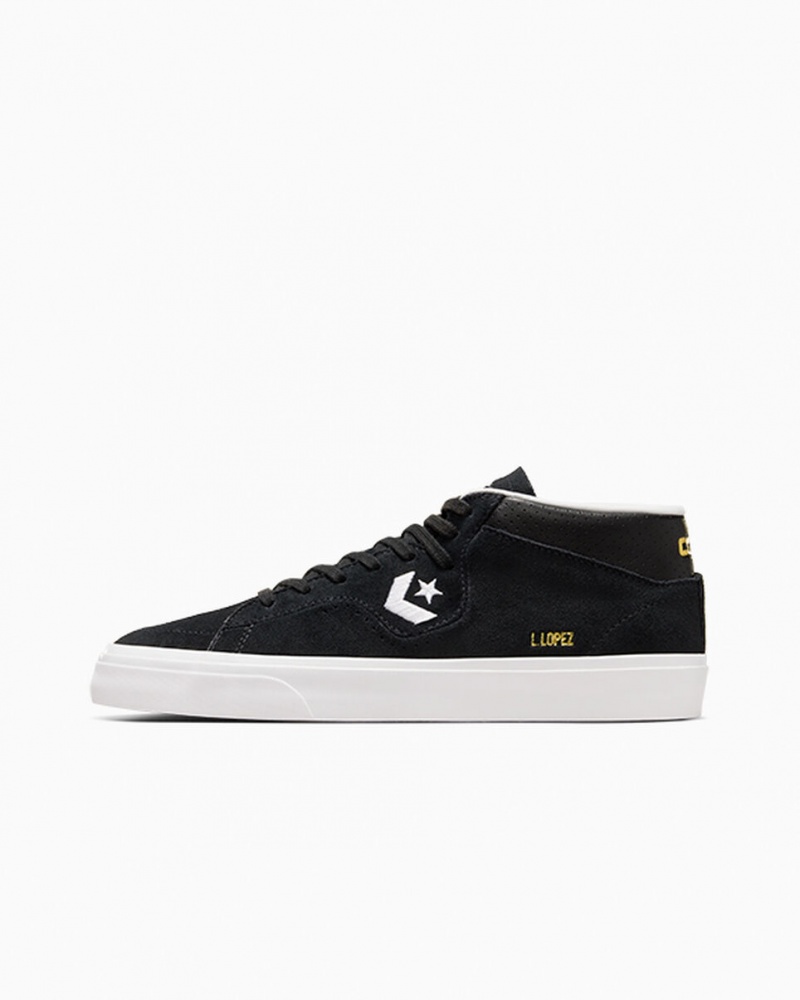 Converse CONS Louie Lopez Pro Mid Svarta Svarta Vita | 497KJBEUV