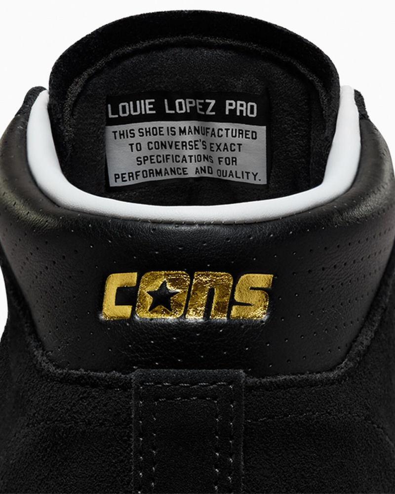 Converse CONS Louie Lopez Pro Mid Svarta Svarta Vita | 497KJBEUV
