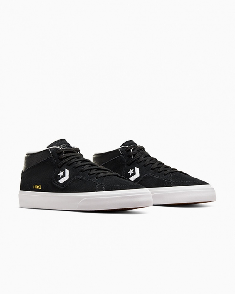 Converse CONS Louie Lopez Pro Mid Svarta Svarta Vita | 497KJBEUV