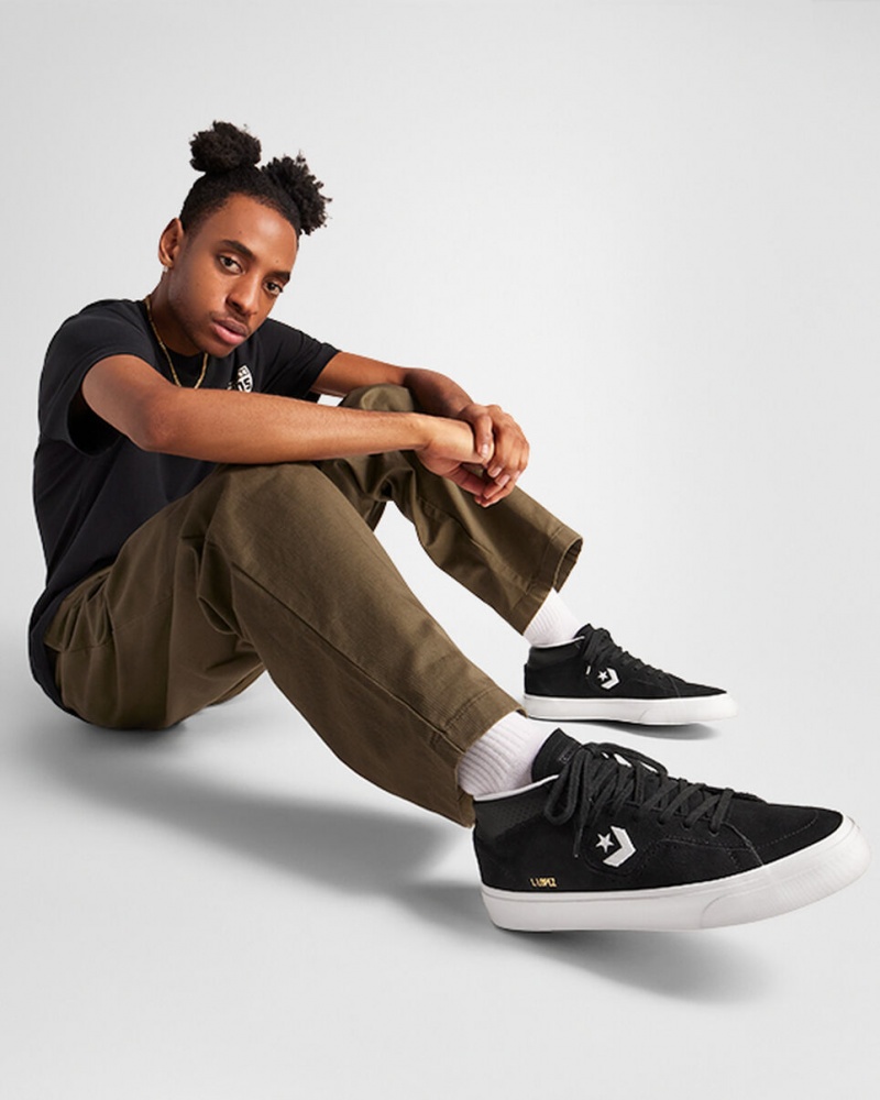 Converse CONS Louie Lopez Pro Mid Svarta Svarta Vita | 497KJBEUV