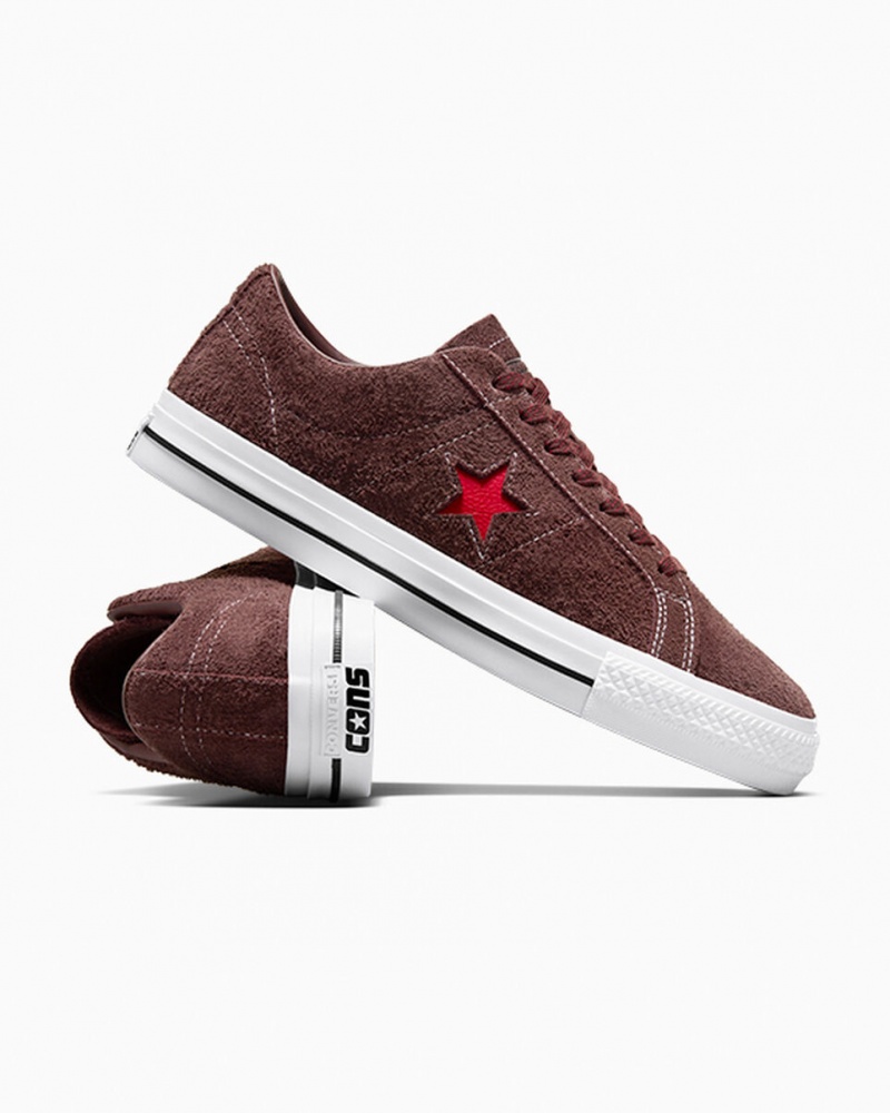 Converse CONS One Star Pro Bruna Vita Röda | 796WCRHYL