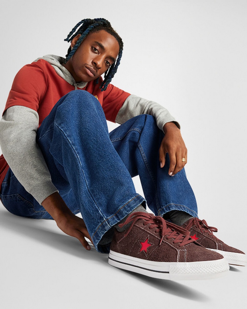 Converse CONS One Star Pro Bruna Vita Röda | 796WCRHYL
