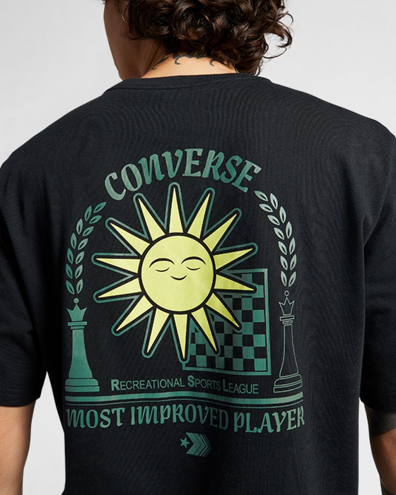 Converse Chess League Tryck T-Shirt Svarta | 061FEGDAW