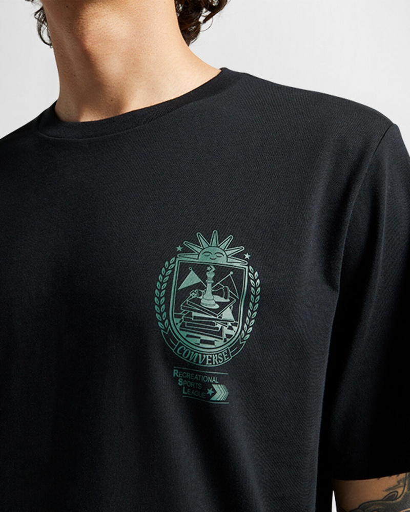 Converse Chess League Tryck T-Shirt Svarta | 061FEGDAW
