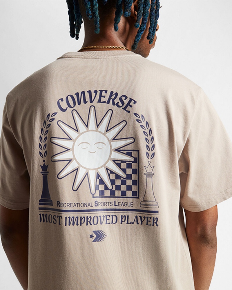 Converse Chess League Tryck T-Shirt Wonder Stone | 617LKNMOB