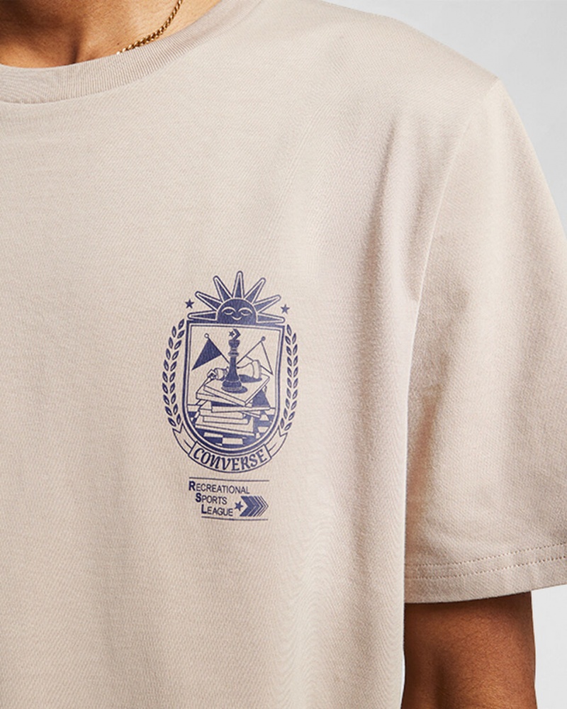 Converse Chess League Tryck T-Shirt Wonder Stone | 617LKNMOB