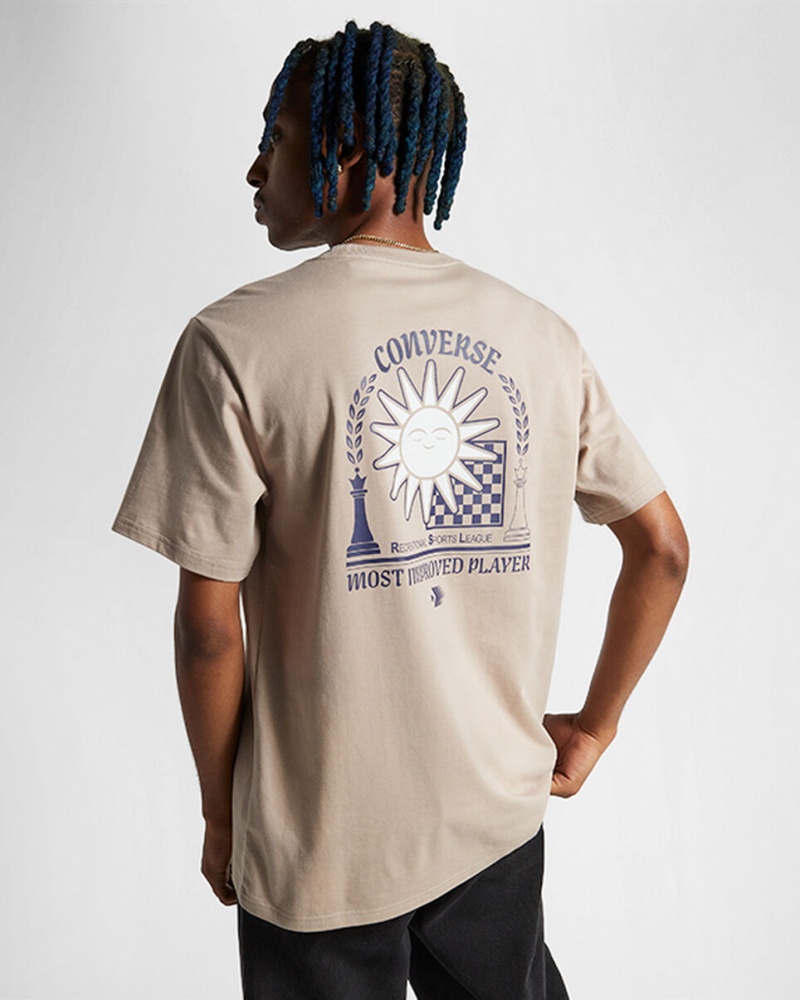 Converse Chess League Tryck T-Shirt Wonder Stone | 617LKNMOB