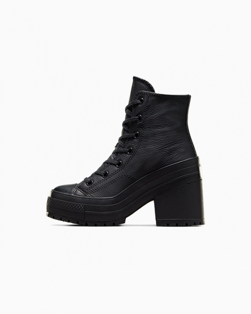 Converse Chuck 70 De Luxe Heel Läder Svarta Svarta Vita | 891WUHAMF