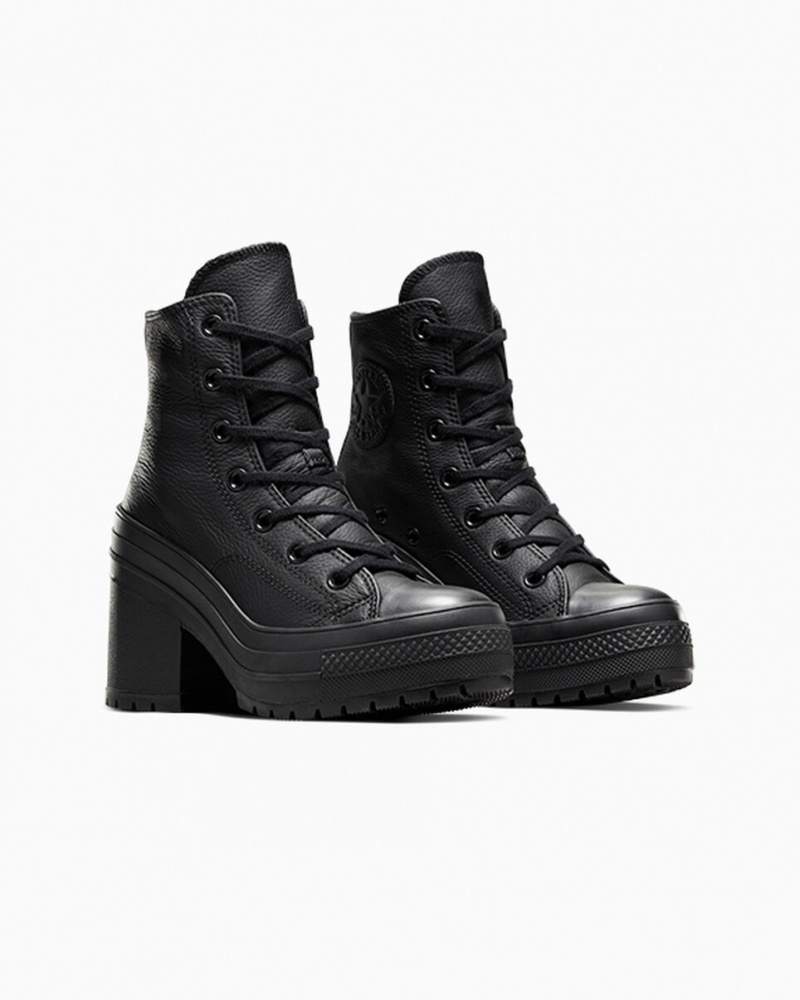 Converse Chuck 70 De Luxe Heel Läder Svarta Svarta Vita | 891WUHAMF