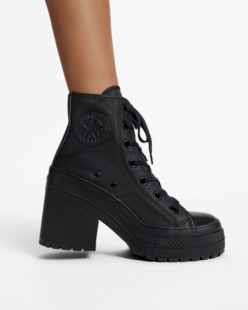 Converse Chuck 70 De Luxe Heel Läder Svarta Svarta Vita | 891WUHAMF