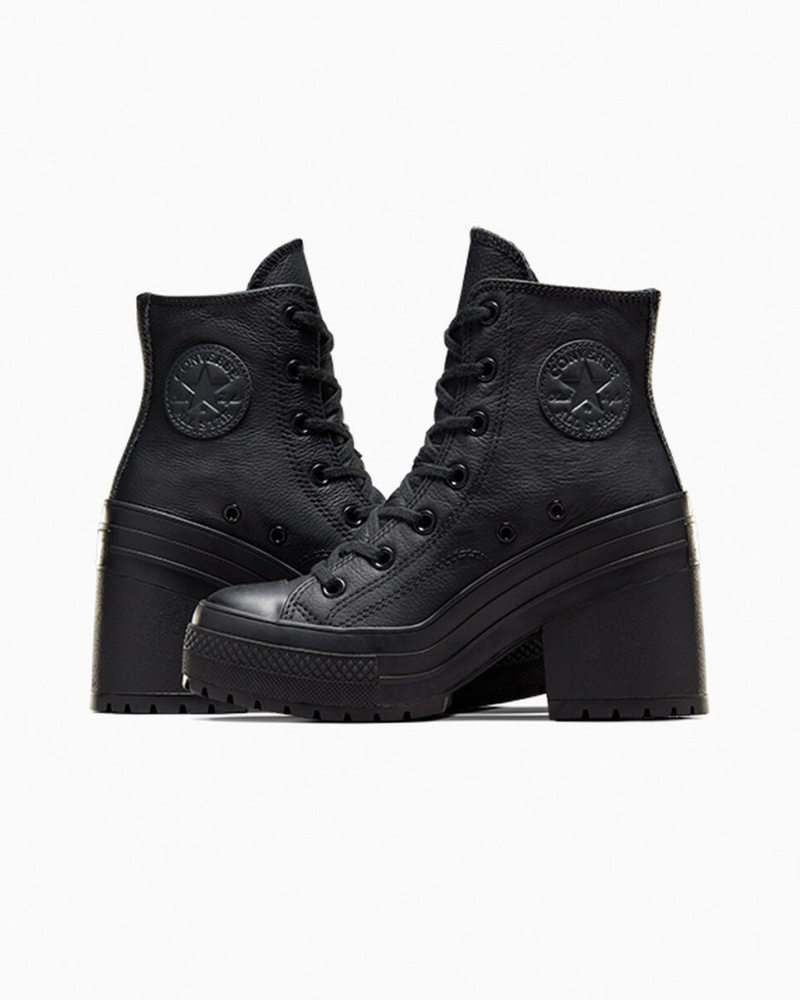 Converse Chuck 70 De Luxe Heel Läder Svarta Svarta Vita | 819HNMATQ
