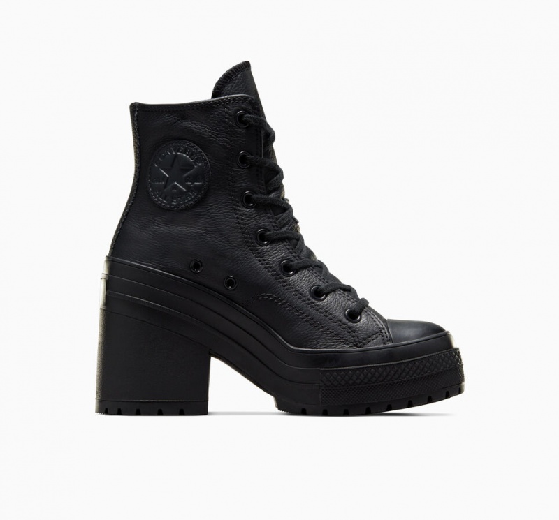 Converse Chuck 70 De Luxe Heel Läder Svarta Svarta Vita | 819HNMATQ