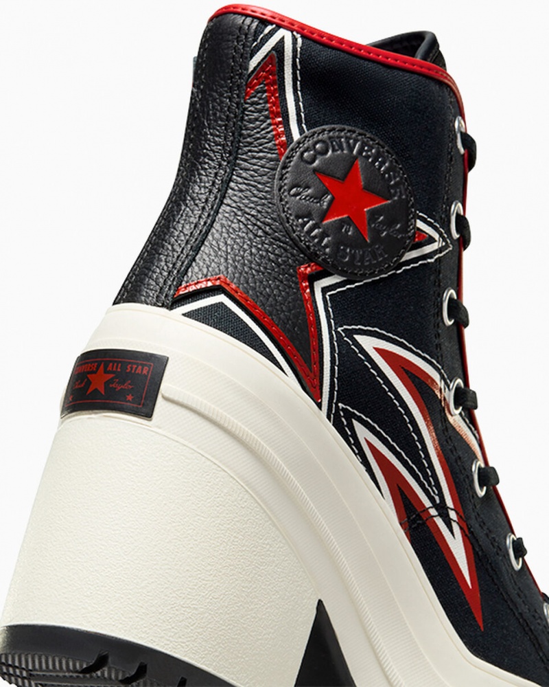 Converse Chuck 70 De Luxe Heel Moto Svarta Röda | 294EIOLWB