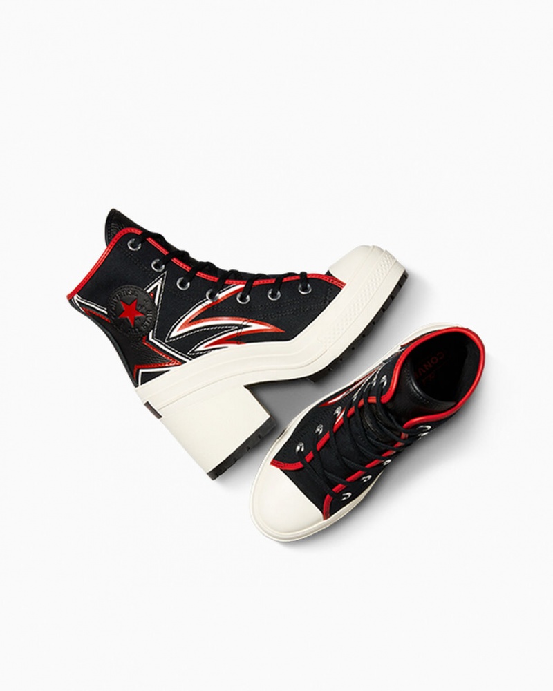 Converse Chuck 70 De Luxe Heel Moto Svarta Röda | 294EIOLWB