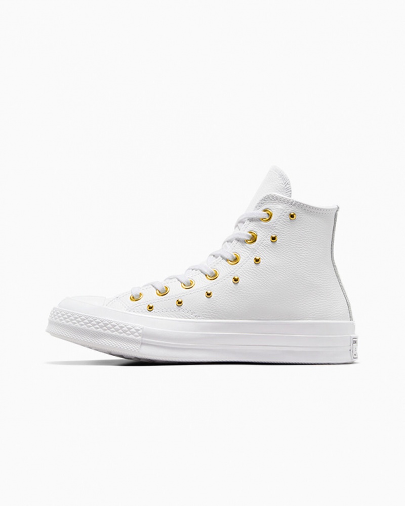 Converse Chuck 70 Star Studded Vita Vita Guld | 214FXANKQ