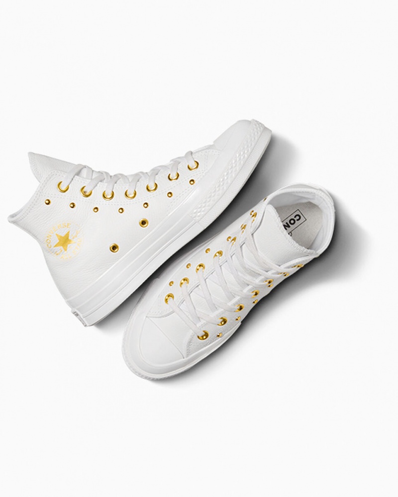 Converse Chuck 70 Star Studded Vita Vita Guld | 214FXANKQ