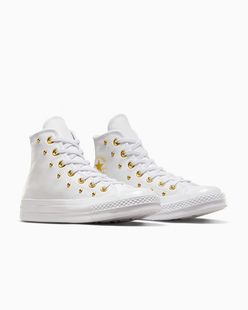 Converse Chuck 70 Star Studded Vita Vita Guld | 051XKFVYS