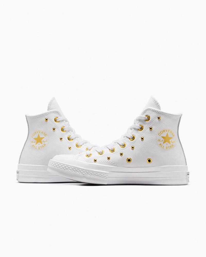 Converse Chuck 70 Star Studded Vita Vita Guld | 051XKFVYS