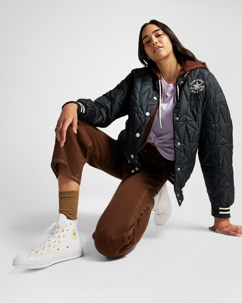 Converse Chuck 70 Star Studded Vita Vita Guld | 051XKFVYS