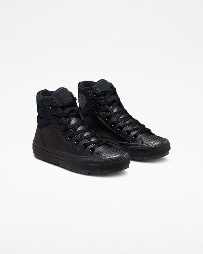 Converse Chuck Taylor All Star Berkshire Boot Läder Svarta Svarta Grå | 134MHDJUR