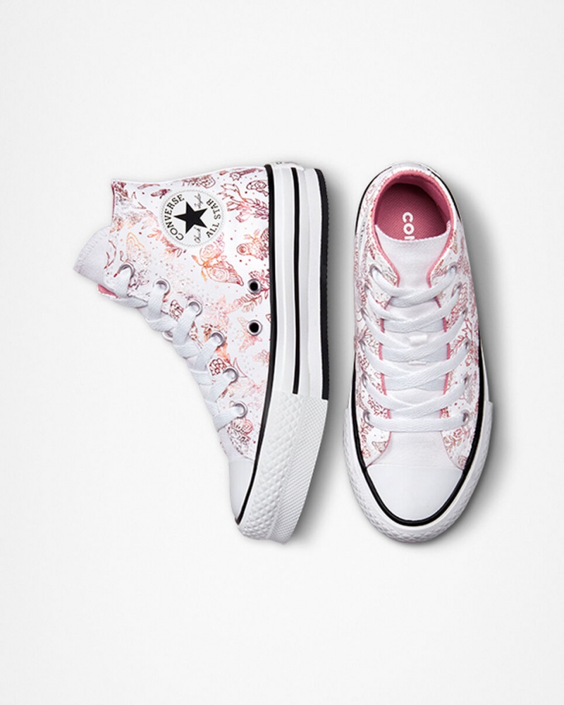 Converse Chuck Taylor All Star EVA Lift Platform Butterfly Shine Vita Rosa Svarta | 786DTSVAE