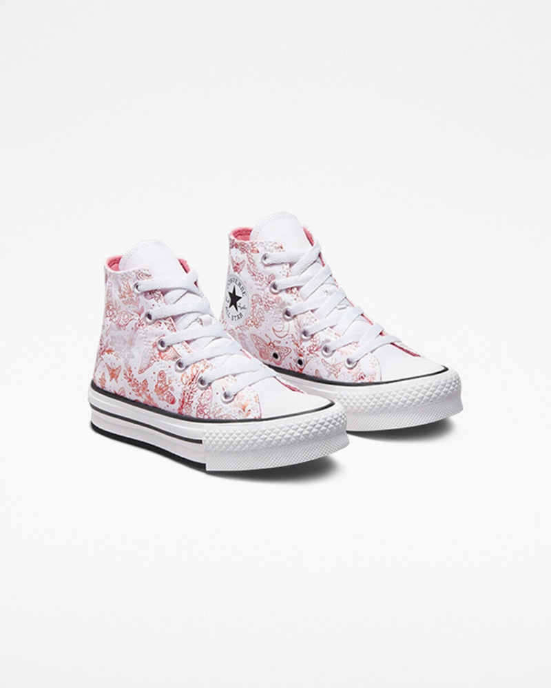 Converse Chuck Taylor All Star EVA Lift Platform Butterfly Shine Vita Rosa Svarta | 786DTSVAE