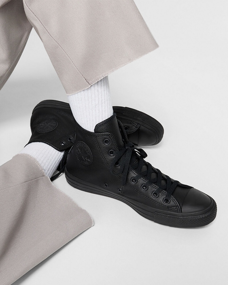 Converse Chuck Taylor All Star Läder Svarta | 603PAYSZQ