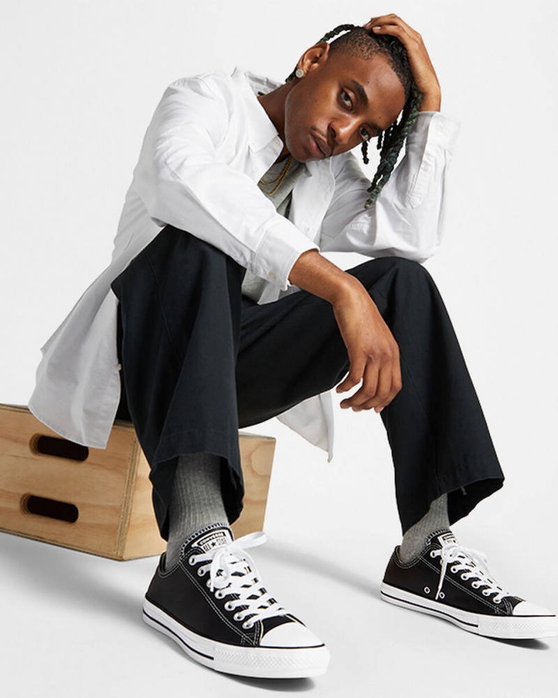 Converse Chuck Taylor All Star Läder Svarta | 573VURFNB
