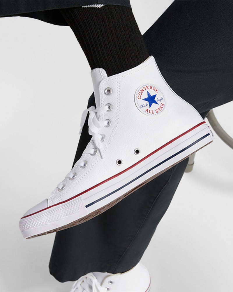 Converse Chuck Taylor All Star Läder Vita | 023ZRBQVH