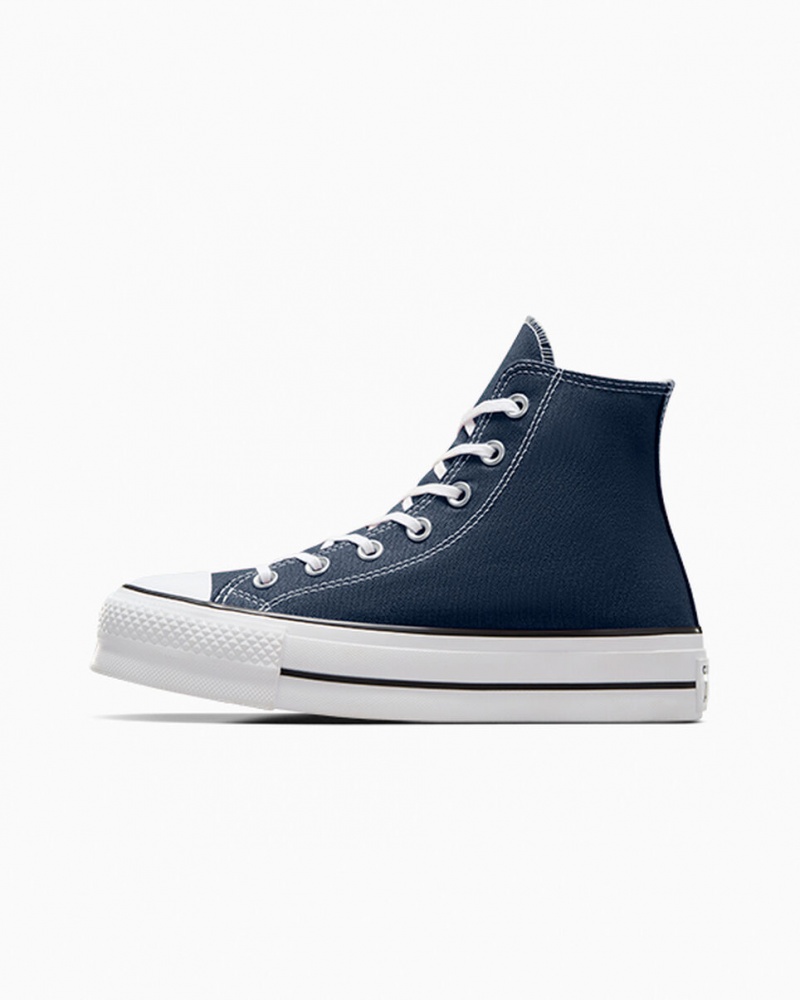 Converse Chuck Taylor All Star Lift Platform Marinblå Vita Svarta | 548KRSBNI